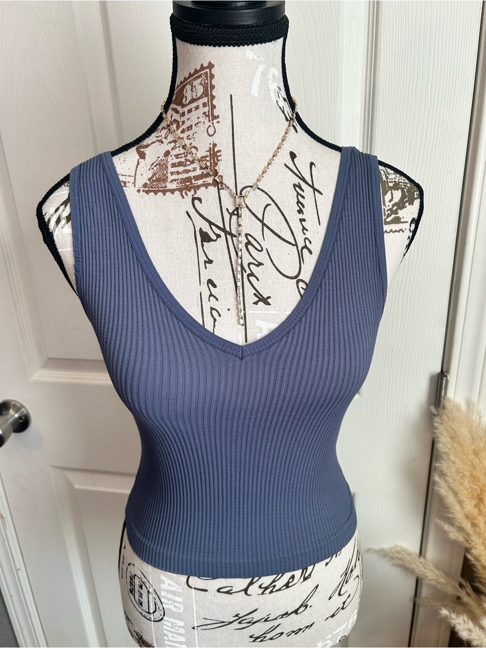 Ribbed V-Neck Tank Top